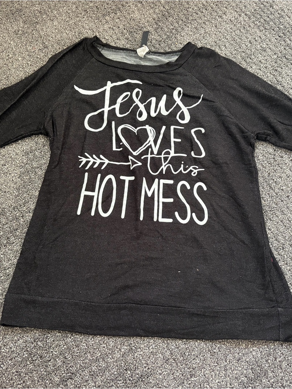 Black Long Sleeve Graphic Tee - Jesus Loves This Hot Mess